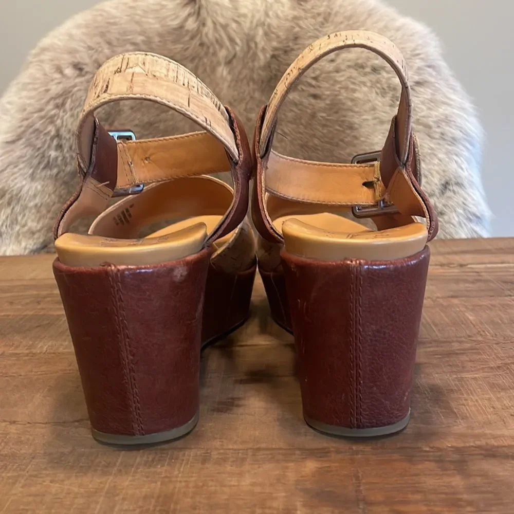 Kork-Ease Keirn Ankle Strap Platform Wedge Sandal - Natural Cork Size 9